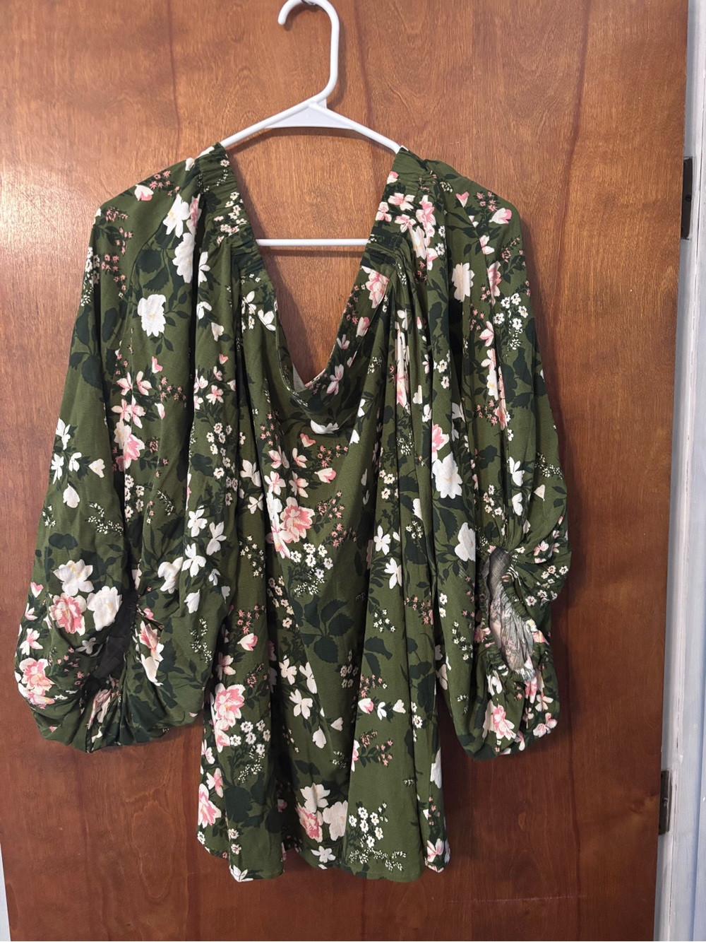 Anthropologie Olive Green Floral Blouse